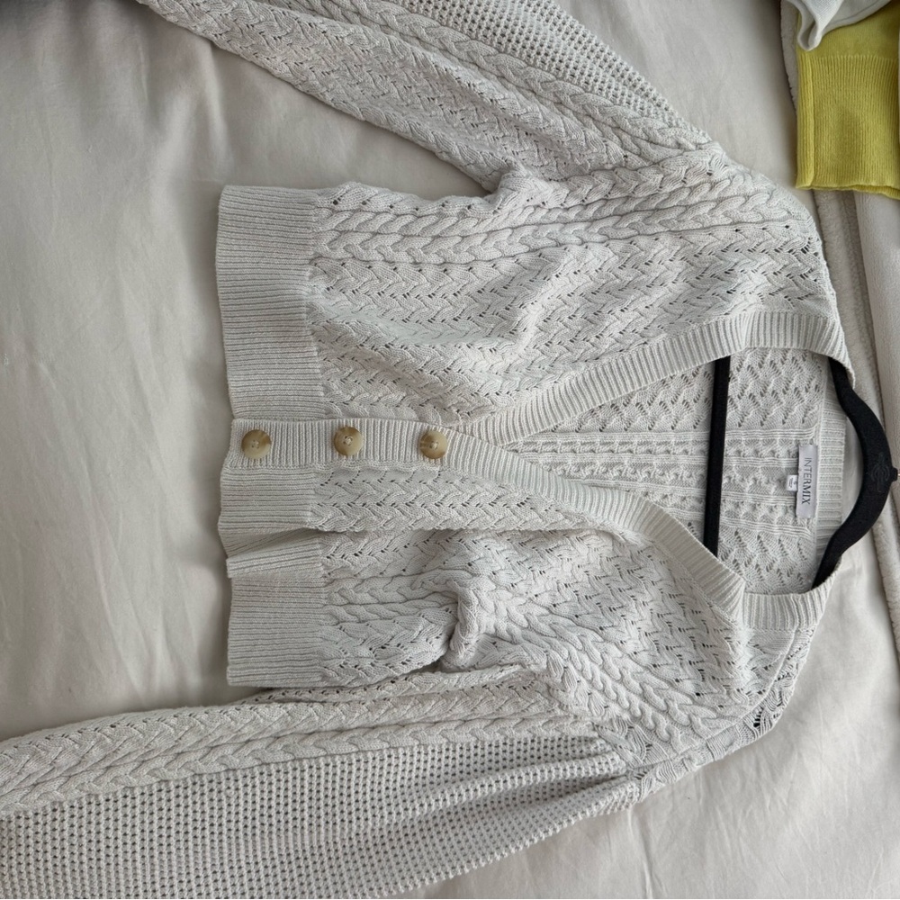Intermix Women's White Cable Knit Sweater